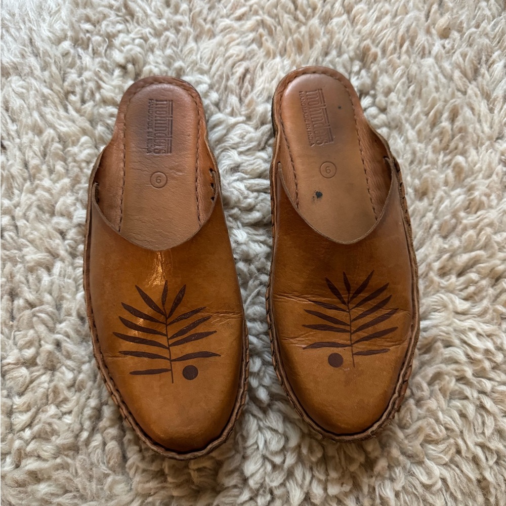 Brown Leather Women Slippers